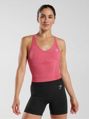 Gymshark Vital Seamless 2.0 Midi Tank | Bright Fuchsia Marl | Small